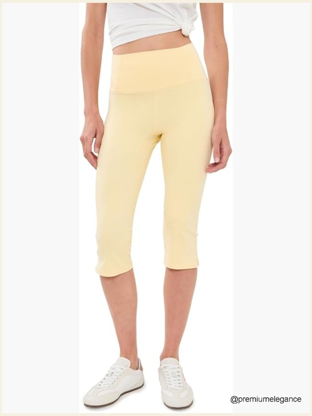 Mid Rise Flared Capri Leggings High Stretch Nylon
